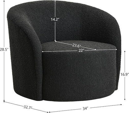 KINWELL 68" Boucle Upholstered Loveseat Sofa with Set of 2 Swivel Barrel Accent Chairs, Minimalist Comfy 2-Seater Couch and 2 Sherpa Armchairs for Small Spaces Apartment, Black