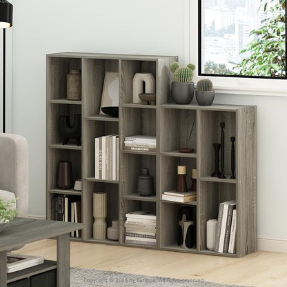 Furinno LUDER Book Shelf, 11-Cube Bookshelf, Reversible Bookcase, 9.4 x 29.1 x 41.7, Easy Assembly, for Living Room, Bedroom, Home Office, French Oak | Furinno