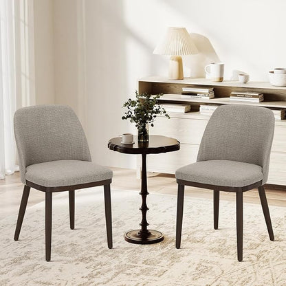 COLAMY Upholstered Dining Chairs Set of 4, Modern Kitchen Chairs with Back, Fabric Side Dining Room Chairs with Wood Legs for Kitchen Dining Room Restaurant, Camel