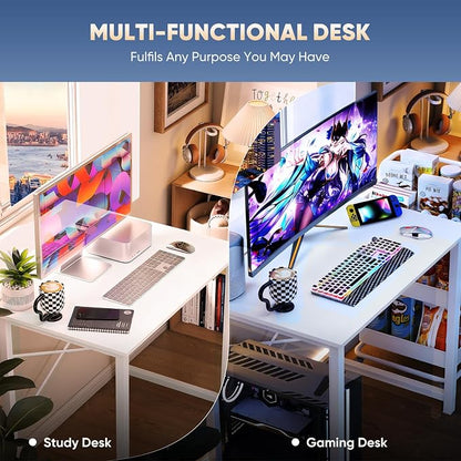 DUMOS 32 Inch Small Computer Desk for Home Office, Modern Study Writing Gaming Work Table Simple Style for Bedroom with X-Shaped ReInchforcement, White
