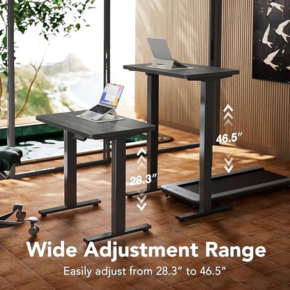 HUANUO 48" Small Electric Standing Desk Adjustable Height, 4 Memory Height Settings, Sit Stand Up Desk for Home Office & Computer Workstation, Grey
