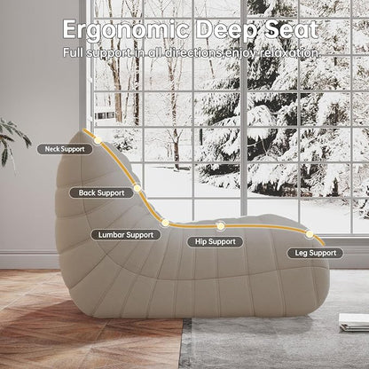 WHGBJA Bean Bag Chair for Adults with Memory Foam Couch, 3 Seater Bean Bag Sofa for Bedroom, Living Room, Reading, Gaming Floor Sofa Couch, Boneless, Comfy