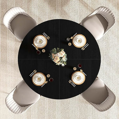 IBF Black Round Dining Table for 4-6, 47 Inch Kitchen Table with Spacious Tabletop Modern Circle Dining Table, Wood Dinner Table Pedestal Base for Dining Room, Kitchen,Living Room,Office