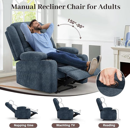 Yolsali Loveseat Recliner Sofa Set with 2-Tier Cushion, 2+1+1 Pieces in Living Room, 2 Seater Reclining Loveseat Leather with Removable Console, 2 Oversize Recliner Chair Sofa Seat - Gray PU