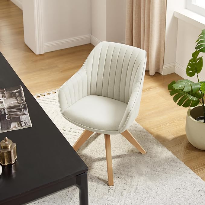 Art Leon Beech Wood Swivel Desk Chair for Home Office, No Wheels