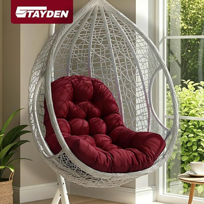 Egg Chair Cushion Replacement Outdoor Hanging Chair Cushion for Patio Furiture Hammock Swing Cushion 47x35x6 Inches (WineRed)