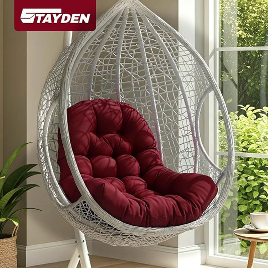 Egg Chair Cushion Replacement Outdoor Hanging Chair Cushion for Patio Furiture Hammock Swing Cushion 47x35x6 Inches (WineRed)