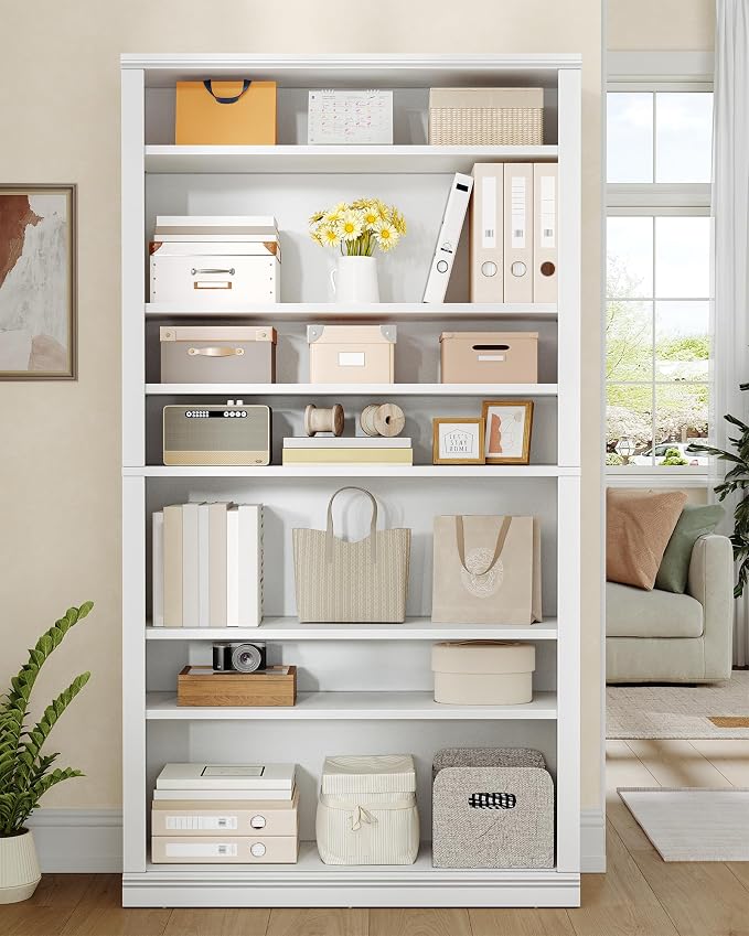 Hzuaneri Shoe Storage Cabinet, 10 Tiers Freestanding Shoe Cabinets, Wooden Shoes Rack with Cubby, 36-40 Pairs, Farmhouse Tall Shoes Cubby Organizer for Entryway, Living Room, White SR59203X