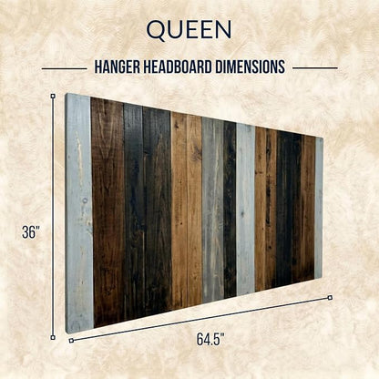 Barn Walls Queen Headboard - All Terrain Mix Multi-Tonal Solid Wood Panels | Wall Mount, Adjustable Height, Made in America