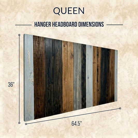 Barn Walls Queen Headboard - All Terrain Mix Multi-Tonal Solid Wood Panels | Wall Mount, Adjustable Height, Made in America