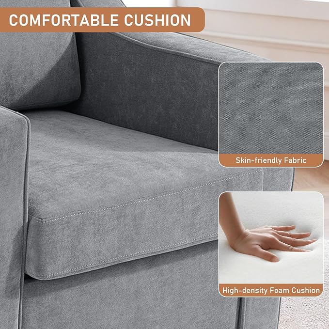 Swivel Accent Chair Set of 2, Comfy Chenille Swivel Chair with Deep Seat, Upholstered Armchair with 360 Degree Rotation Base, Single Sofa Reading Chair for Living Room Bedroom, Gray