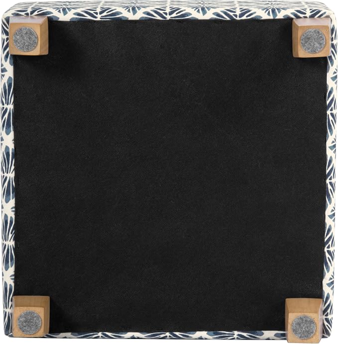 HomePop 18" Classic Square Storage Ottoman - Blue Geometric Pattern