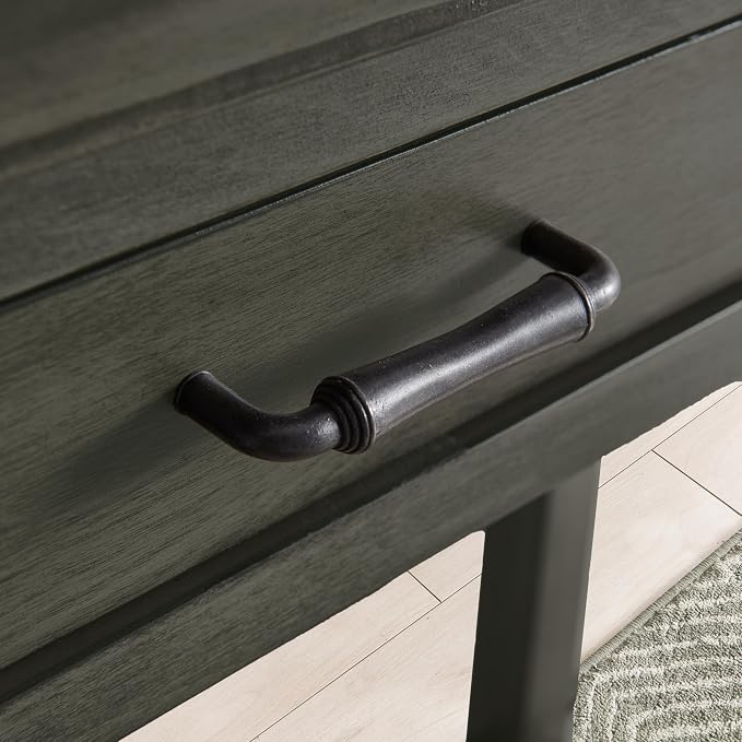 Topol Tray Edge Solid Wood Console Table with Drawer and Shelf, Smoke Gray Wash, Perfect for Entryways, Hallways, and Living Rooms – Leick Home, 10127-GR