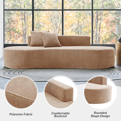 94.5" Modern Curved Sofa, 3-Seater Comfy Foam Couch with 2 Pillows, Frameless & No Assembly Required, Cloud Couch for Living Room, Pink