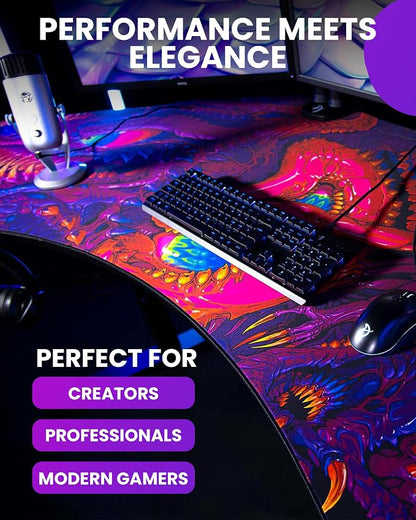 Arozzi Arena Angelo L Shaped GamingDesk, PC Gaming Desk L Shape, Height Adjustable L Shaped StandingDesk for Home Office, ComputerDesk with Full Coverage Mouse Pad (Crawling Chaos)