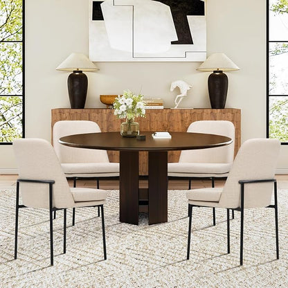 COLAMY Modern Dining Chairs Set of 4, Upholstered Dining Room Chairs Dinner Chair Kitchen Chairs with Curved Back and Metal Legs, Beige