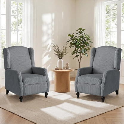 Wingback Recliner Chair with Massage and Heat, Tufted PU Leather Push Back Arm Chair for Living Room Vintage Recliner Chair with Remote Control, Padded Cushion, Backrest