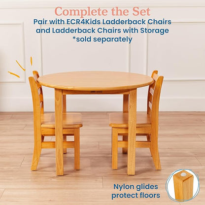 ECR4Kids 30in x 30in Round Hardwood Table with 22in Legs, Childrens Furniture, Honey