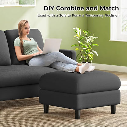 Welzona 83" Couches for Living Room, Teddy Sofa Couch with Storage Ottomans, U Shaped Couch with Movable Ottomans, Tool-Free Modular Sectional Sofa, All-Wood Sofas for Living Room 2 Pillows, Grey