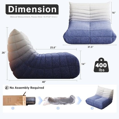 WHGBJA Bean Bag Chair for Adults, Lazy Bean Bag Sofa for Bedroom, Living Room, Reading, Gaming Floor Sofa Chair, Boneless, Comfy