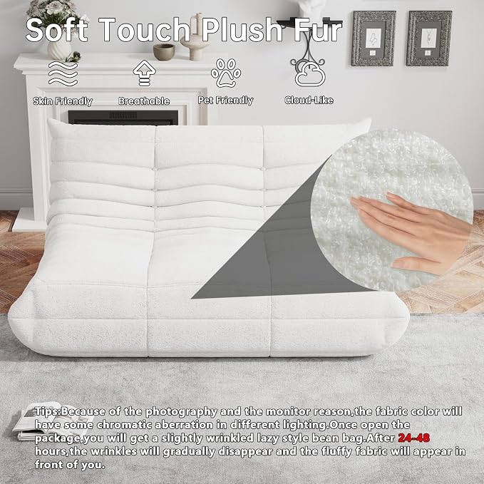 WHGBJA Bean Bag Chair for Adults with Memory Foam Couch, 3 Seater Bean Bag Sofa for Bedroom, Living Room, Reading, Gaming Floor Sofa Couch, Boneless, Comfy