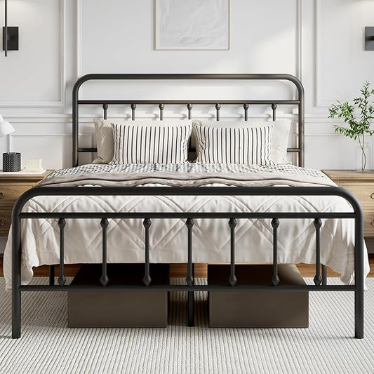 Novilla Metal Full Size Bed Frame - Modern Minimalist Victorian Style with Headboard/Footboard, Heavy-Duty Steel Slats/Underbed Storage/No Box Spring Needed/Easy Assembly/Noise Free/Black