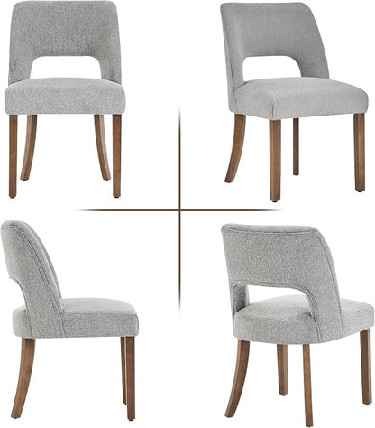 VKNOW Wooden Dining Chairs Set of 4, Modern Fabric Upholstered Dining Room Chair Kitchen Chairs, Farmhouse Dinner Chair for Kitchen Dining Room, Grey