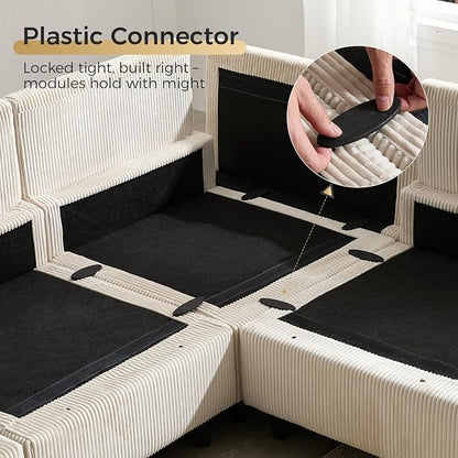 KKL Modular Sectional Sofa Bed with Storage Ottoman, Convertible L/U-Shaped Sleeper Couch for Living Room, Modern Reversible Design(Beige,5 Seater L Shape)