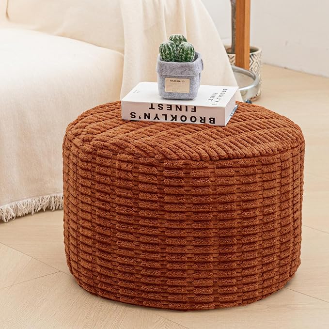 Asuprui Pouf Ottoman Round Ottoman Foot Rest Foot Stool Poufs for Living Room Bean Bag Chair Floor Pouf Storage Solution or Wedding
