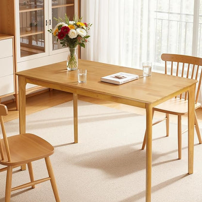 Hokway Dining Table for 4, 43 Inch Rectangular Solid Wood Kitchen Table for Small Space, Modern Dinner Table for Dining Room, Living Room, Office, Natural