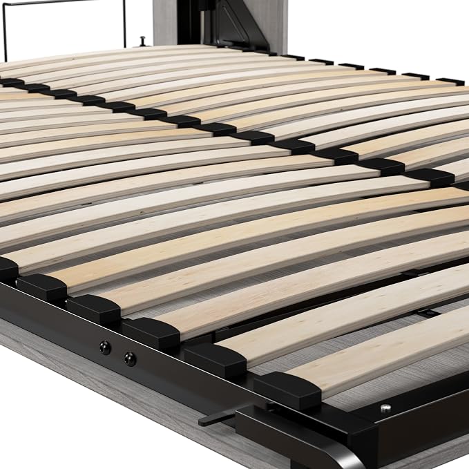 Bestar Claremont Full Murphy Bed with Closet Organizers (99W) in Platinum Gray, Space-Saving Sleeping Arrangement for Multipurpose Room