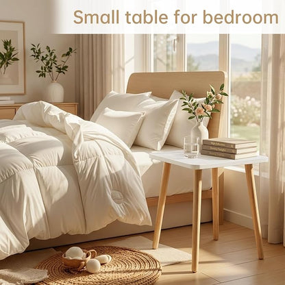 FORAOFUR Small Side Table, Modern Wood Mini Coffee Table, Easy Assembly Compact End Table for Living Room Bedroom Sofa, Minimalist White Accent Furniture for Small Spaces