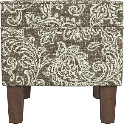 HomePop 22" Modern Rectangular Storage Ottoman - Brown Jacobean Print