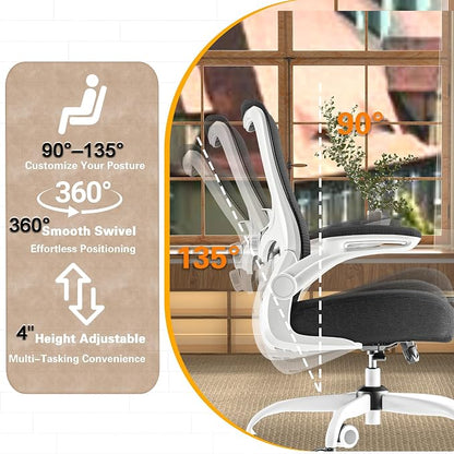 Ergonomic Office Chair for Long Hours, Padded Lumbar Support for Lower Back Relief, 330 lb Capacity, Comfortable Computer Desk Chair for Home Office, Computer & Study