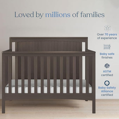 Child Craft Scout 4-in-1 Convertible Crib, Baby Crib Converts to Day Bed, Toddler Bed and Full Size Bed, 3 Adjustable Mattress Positions, Non-Toxic, Baby Safe Finish (Dapper Gray)