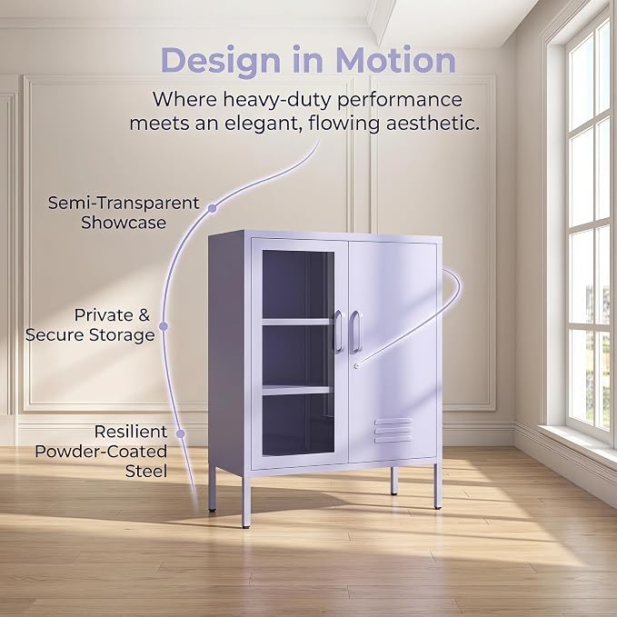 33" Tall Purple Metal Locker Storage Cabinet with Lock Left Glass Door and Right Metal Door 2 Adjustable Shelves Steel Storage Organizer for Foyer Living Room Size：33" H X 29.5" W X 13.8" D