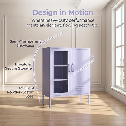 33" Tall Purple Metal Locker Storage Cabinet with Lock Left Glass Door and Right Metal Door 2 Adjustable Shelves Steel Storage Organizer for Foyer Living Room Size：33" H X 29.5" W X 13.8" D