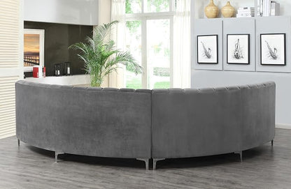 Legend Vansen Semicircle Modular Curved Velvet Sectional Sofa,141.34”Oversized Arc Sofa,Modern Cloud-Like Deep Seat Couch for Living Room Apartment Office Conference Space (2, Grey)
