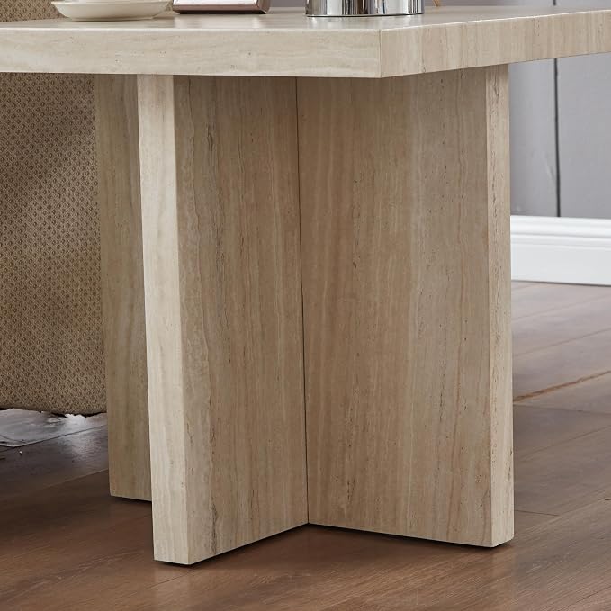 Roundhill Furniture Cavira Modern Faux Marble Living Room Side Table, Beige