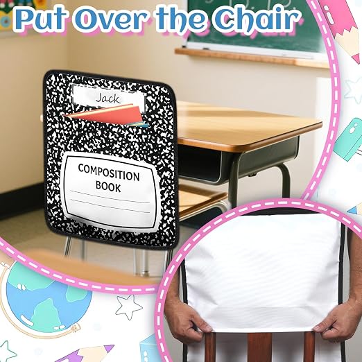 24Pcs 17 * 19 Inch Chair Pockets, Seat Sacks Student Chair Bag Organizer for Classroom, School Storage Seat Back Hanging Bag with a Name Tag Multi Pocket for Kindergarten Primary Schools Pre-School