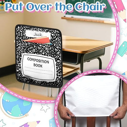 24Pcs 17 * 19 Inch Chair Pockets, Seat Sacks Student Chair Bag Organizer for Classroom, School Storage Seat Back Hanging Bag with a Name Tag Multi Pocket for Kindergarten Primary Schools Pre-School