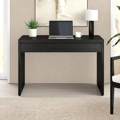 Henn&Hart 48" Modern Rectangular Wooden Home Office Desk Computer Desk Writing Table with 2 Storage Drawers for Home Office, Natural Black