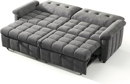 Jocisland 93” 4-in-1 Convertible Sofa Bed, Full Size Cloud Sleeper Sofa, Tufted Chenille, 5-Position Adjustable Backrest, 10-Minute Tool-Free Assembly, Couches for Living Room Guest Room, Gray