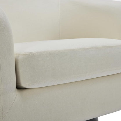 Swivel Barrel Accent Chairs Set of 2, Fabric Upholstered Armchair for Living Room, Beige