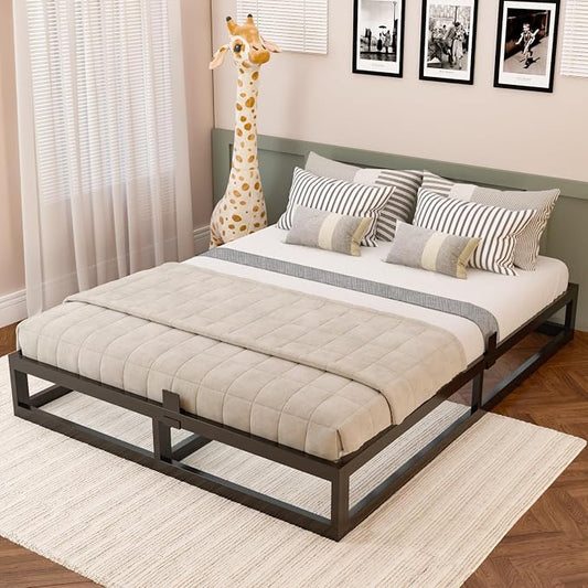 Bilily 10 Inch King Bed Frame with Steel Slat Support,Low Profile King Metal Platform Bed Frame Support Mattress Foundation,Heavy Duty,No Box Spring Needed,Easy Assembly,Noise Free