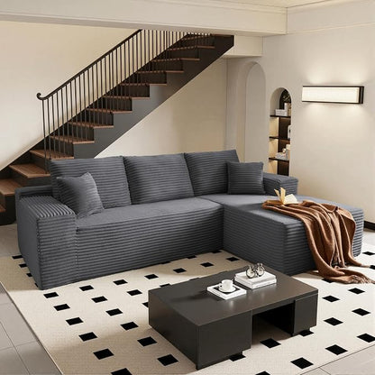 AUGOP 108" Sectional Couches for Living Room Modern Modular Sofa with L-Shape Couchs Upholstered Boneless Couch Deep Seat Sectional Couch with Chaise (Dark Grey, 108" Right Facing Chaise+2Seaters)