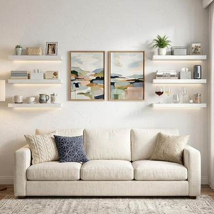 Floating Shelves for Wall, 16 inch Set of 3 Bathroom Shelf Bedroom Kitchen Living Room Hanging Book Shelves Small Farmhouse Decor, White