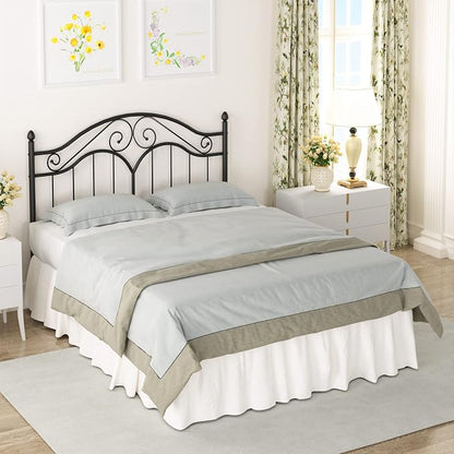 Headboard for Queen Size Bed Frame Vintage Bed Metal Headboard Only | Platform Bed Headboard,Height Adjustable,Sturdy and Stable,Easy Assembly,Black