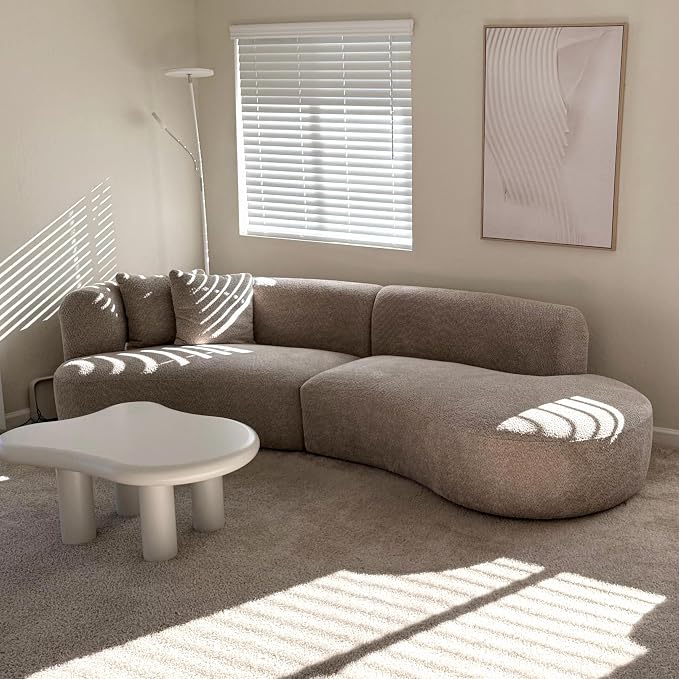 Acanva Formia Boucle Curved Sectional Couch for Living Room | Modular Sofa, Modern Minimalist, Wood Frame, For Apartment, Home Office