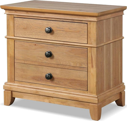 Furniture of America Yardley Farmhouse Solid Wood 5-Piece Bedroom Set with Platform Bed, Felt-Lined Top Drawers on Nightstands and Dresser with Mirror, Box Spring Needed, King, Natural Oak